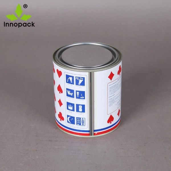 Printed 1liter Small Mini Round Metal Tin Can with Lid