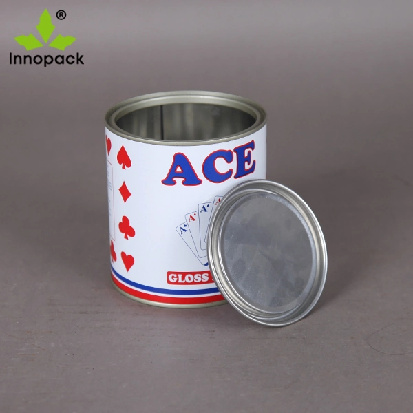 Printed 1liter Small Mini Round Metal Tin Can with Lid