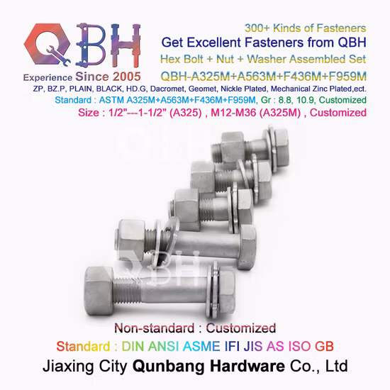Qbh ASTM A325 A325m HDG Yzp Черный Zp Обычный цинк Полная полурезьба Гайка 2h F436m Шайба Тяжелый шестигранник с шестигранной головкой Промышленность Строительство Строительные материалы Опалубка