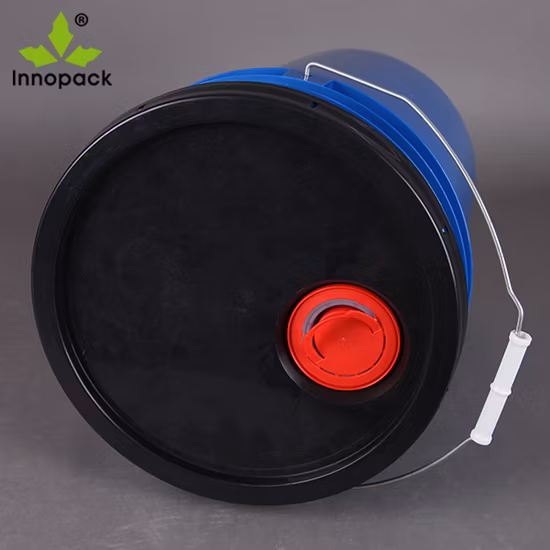 Оптовая торговля пищевыми продуктами 20 литров 5 галлонов белое синее пластиковое ведро с крышкой